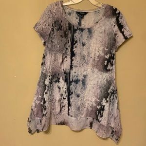 VERA WANG Simply Vera, Purple, Black & White Short Sleeve Shirt, size: XS